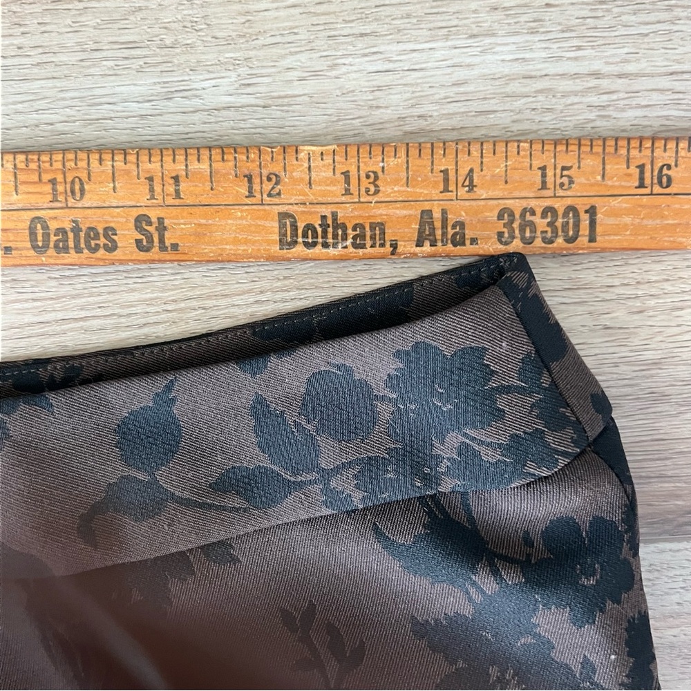 Jones New York Floral Jacquard Pants Chocolate Brown Black Size 8 Dark Academia - Picture 8 of 10